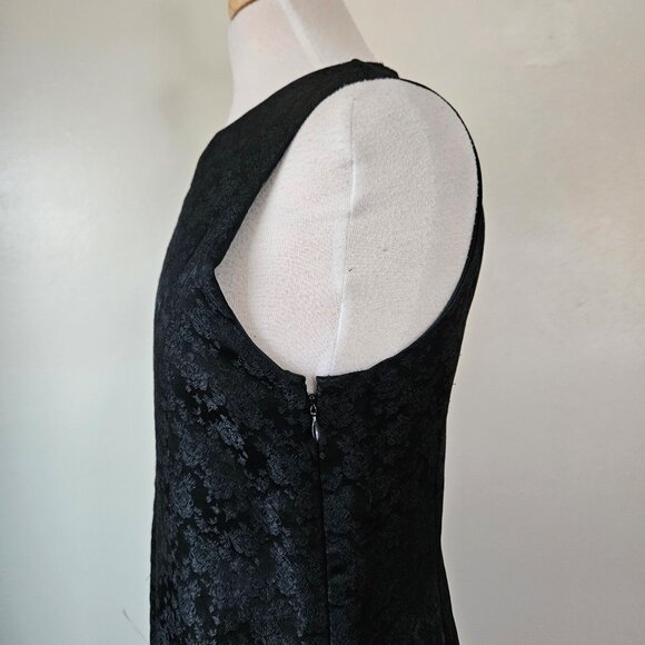 Vintage 90s Black Brocade Evening Dress M - Picture 4 of 7